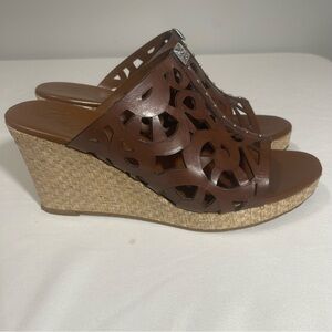 Brighton DARIA Brown Leather Platform Wedge Sandals Womens Size 9M